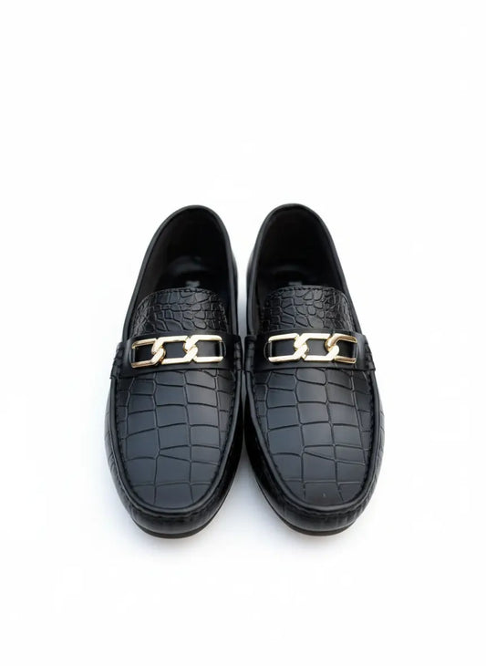 Medicated Woven Driving Loafers | Golden Chain Buckle