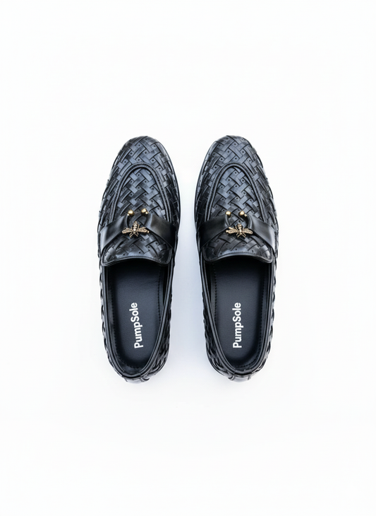 Handmade Black Braided Pattern | Metal Bee Buckle