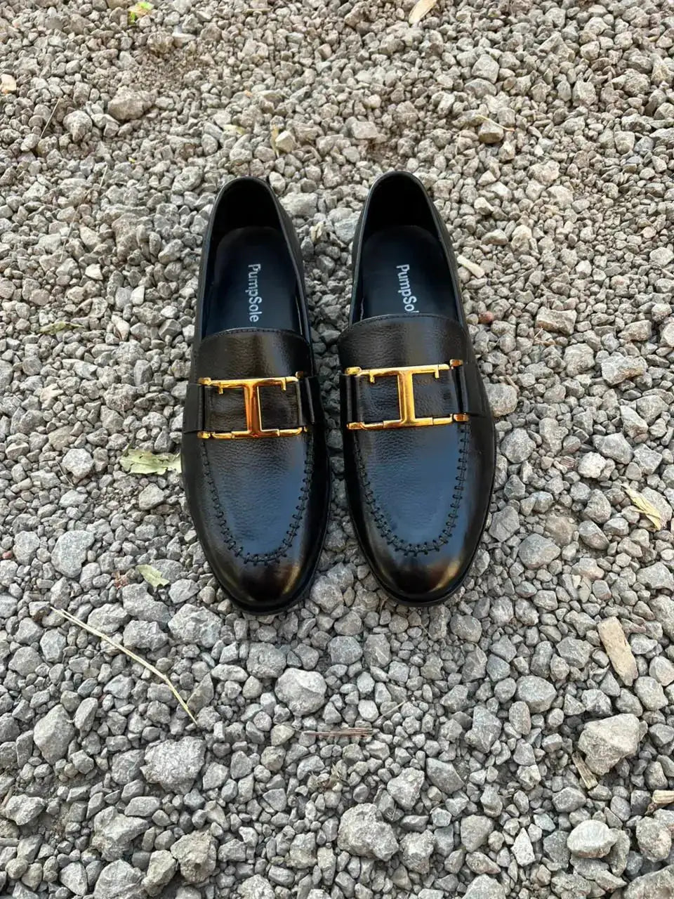 Black T-Buckle Loafer – Full Leather Luxury Edition