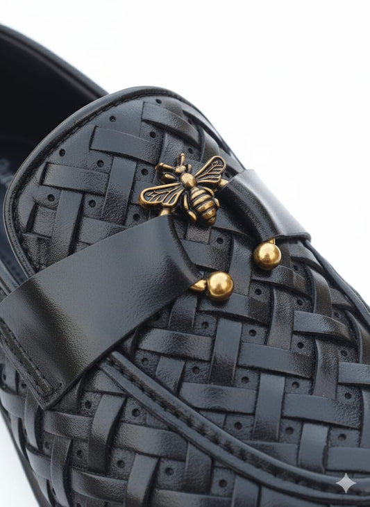 Handmade Black Braided Pattern | Bee Buckle