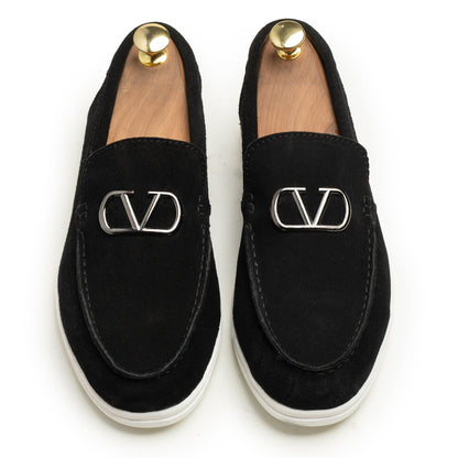 Black Suede Leather Loafer - PS01