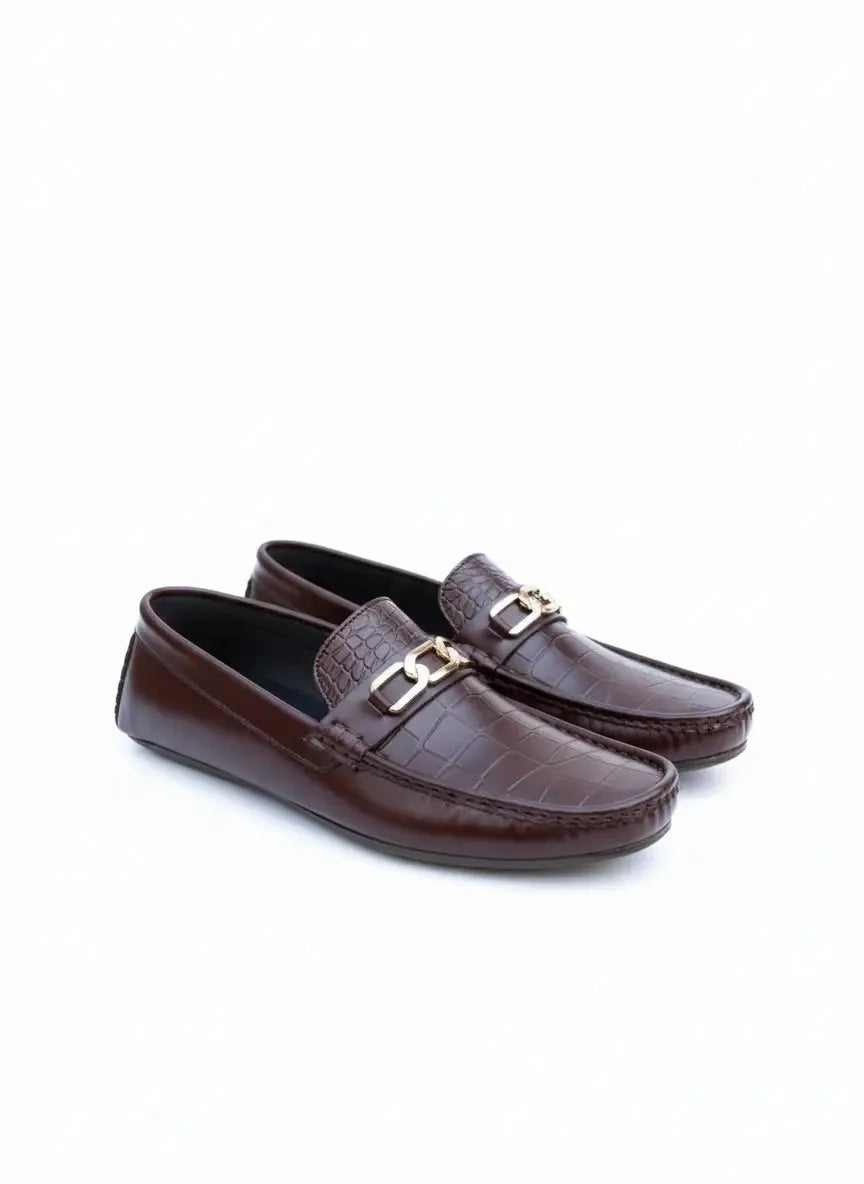 Handmade Woven Driving Loafers | Golden Chain Buckle