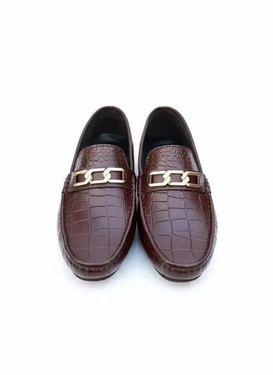 Handmade Woven Driving Loafers | Golden Chain Buckle