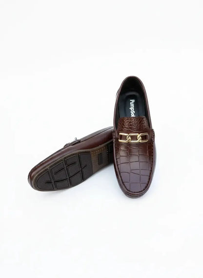 Handmade Woven Driving Loafers | Golden Chain Buckle
