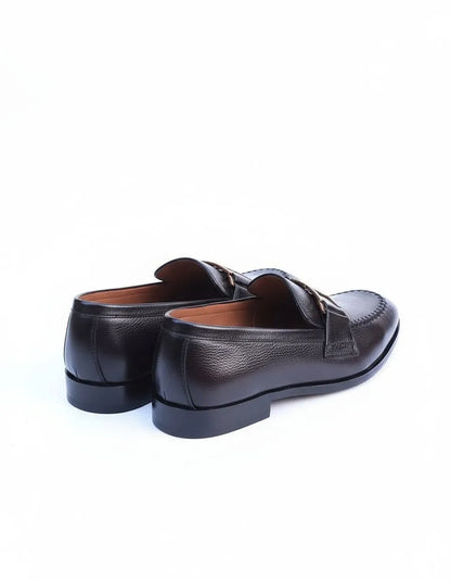 Premium Brown Leather Loafer | T-Buckle