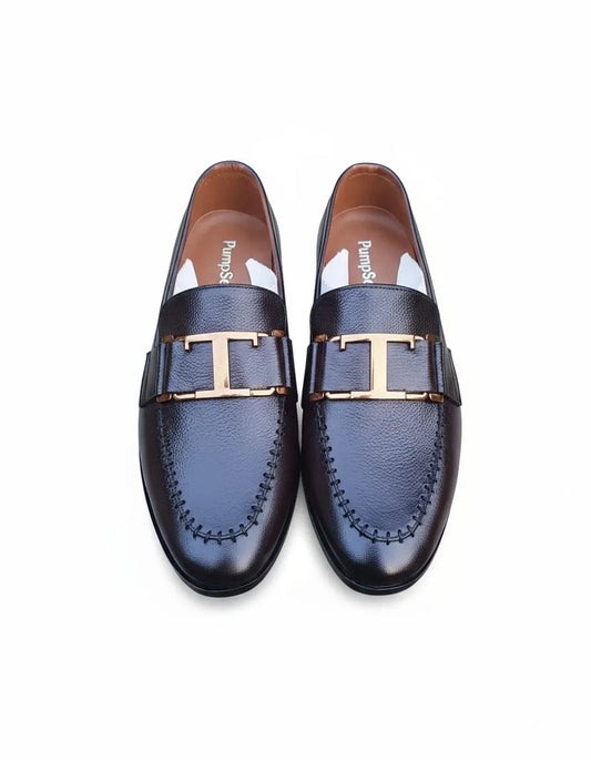 Premium Brown Leather Loafer | T-Buckle