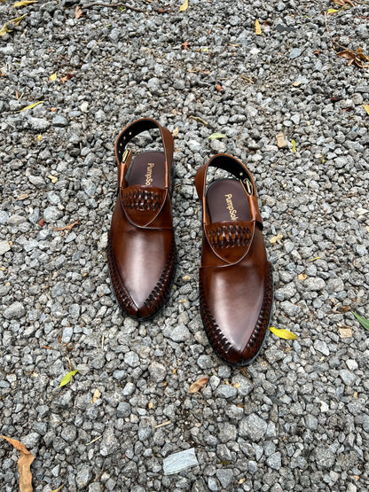 Classic Brown Peshawari Chappal – Handcrafted Elegance