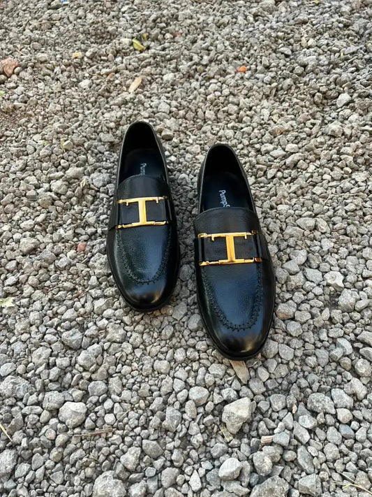 Black T-Buckle Loafer – Full Leather Luxury Edition