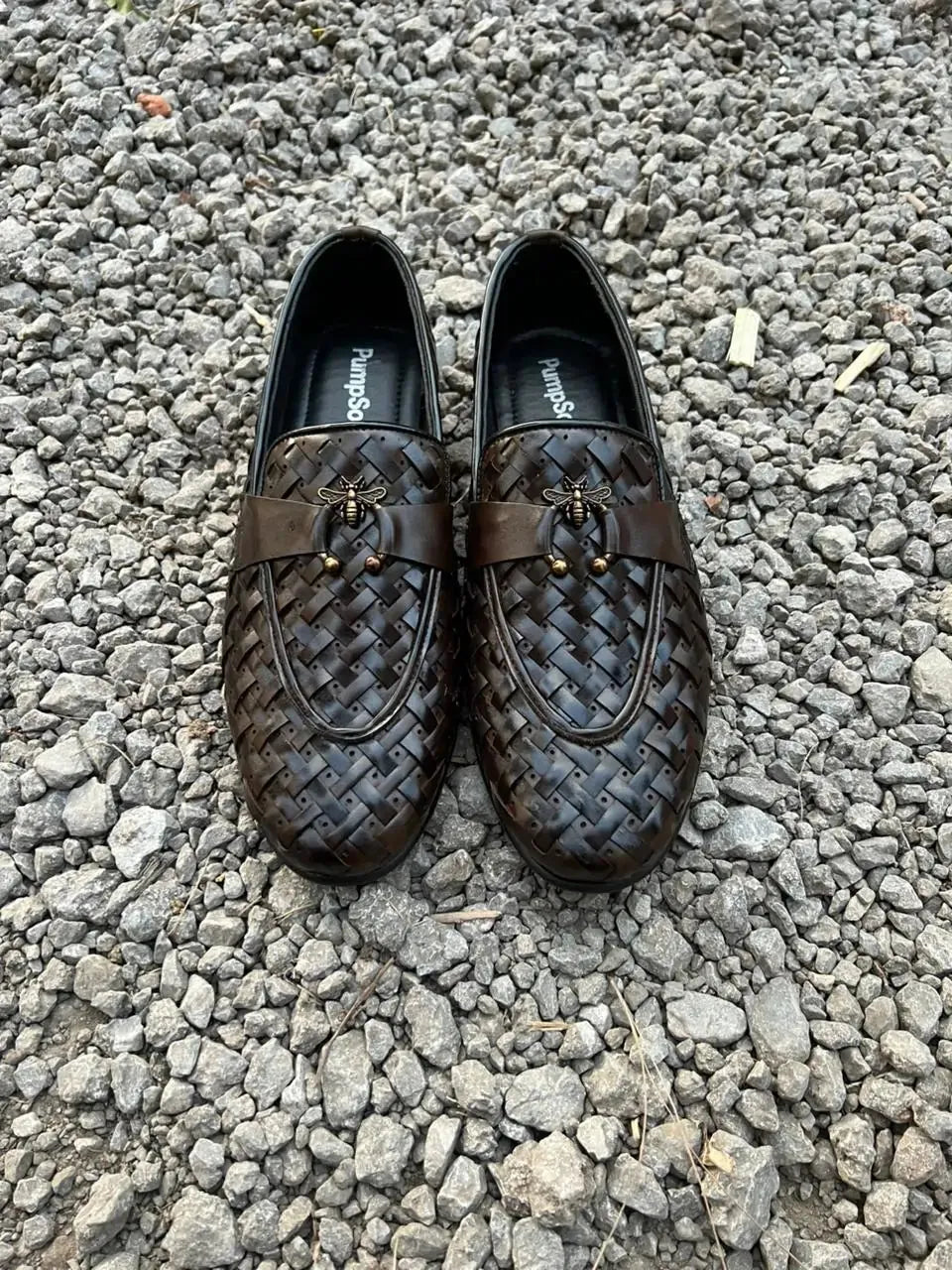 Royal Brown Woven Bee Loafer – Luxury Signature Edition