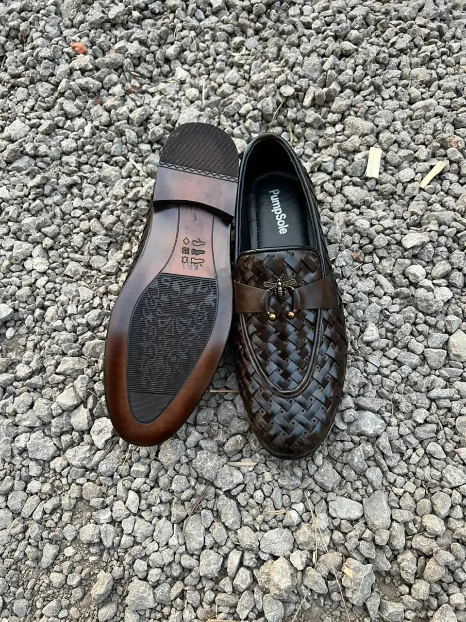 Royal Brown Woven Bee Loafer – Luxury Signature Edition